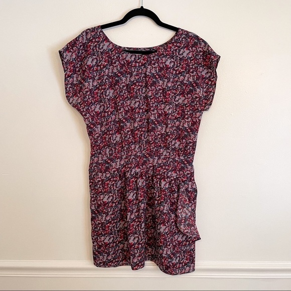 BCBG Cut Out Faux Wrap Short Sleeve Print Mini Dress 6 - Picture 1 of 13